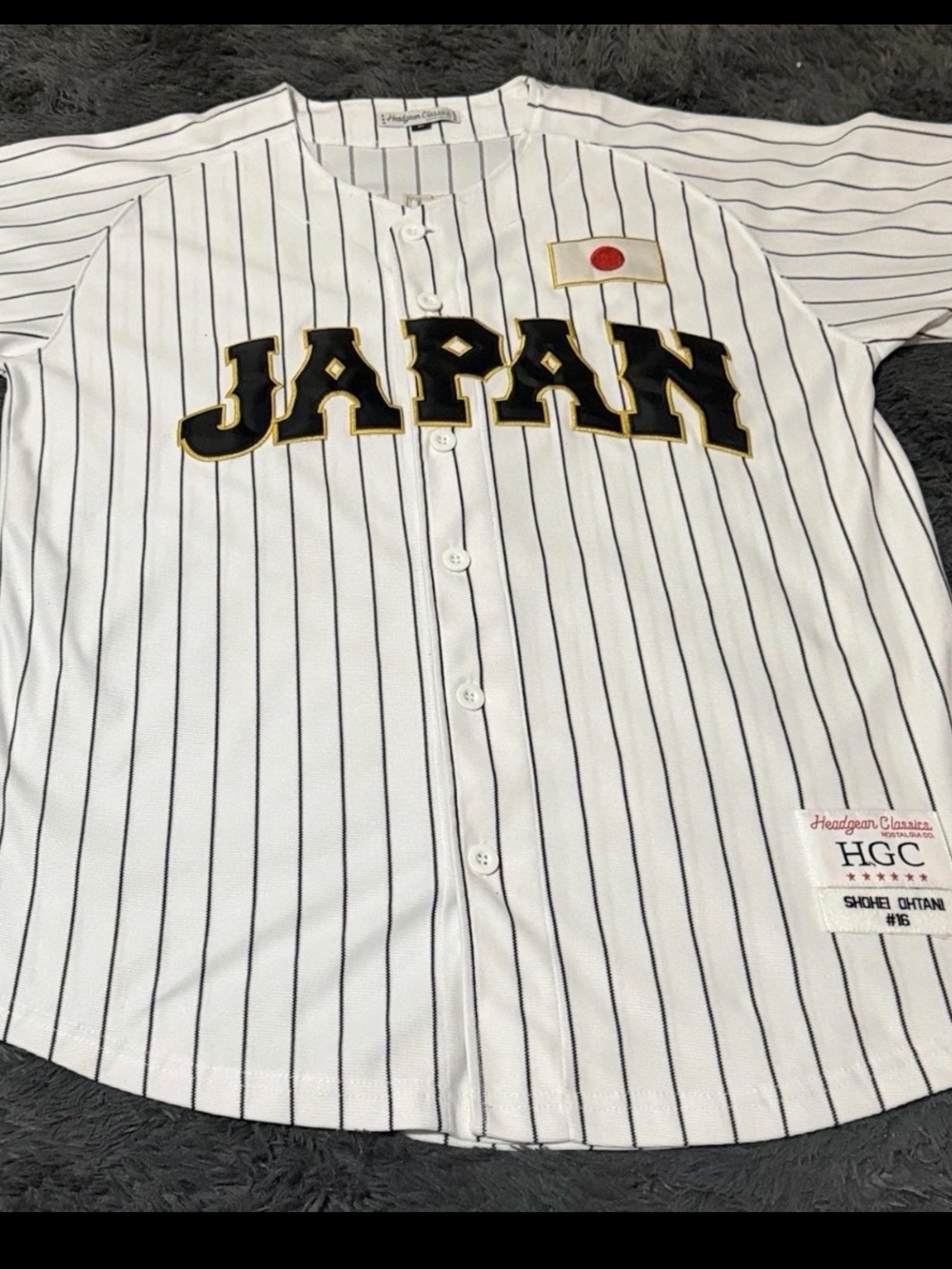 Nostalgia HGC Shohei Ohtani #16 Pinstripe Jersey - White & Black size XL
